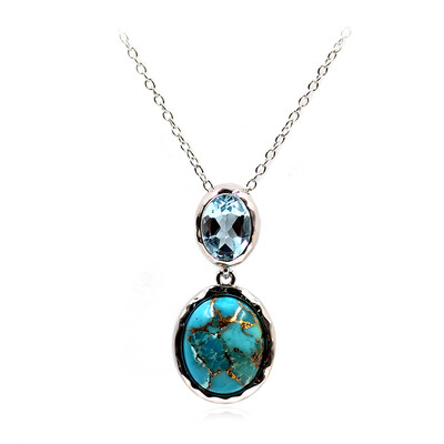 Collier en argent et Turquoise cuivrée bleue (Faszination Türkis)