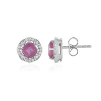 Boucles d'oreilles en argent et Saphir rose de Madagascar
