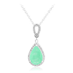 Collier en argent et Quartz vert pastel