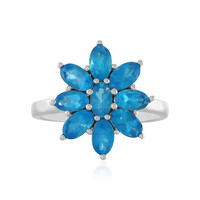Bague en argent et Apatite bleu néon