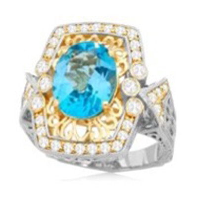 Bague en argent et Topaze bleu Suisse (Dallas Prince Designs)