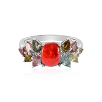 Bague en argent et Opale rouge d'Éthiopie