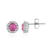 Boucles d'oreilles en argent et Saphir rose de Madagascar