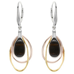 Boucles d'oreilles en argent et Bois fossilisé