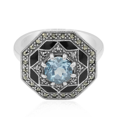 Bague en argent et Topaze bleu ciel