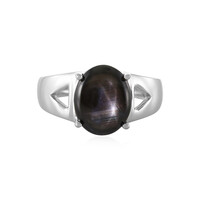 Bague en argent et Saphir étoilé noir