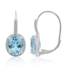 Boucles d'oreilles en argent et Topaze bleu ciel