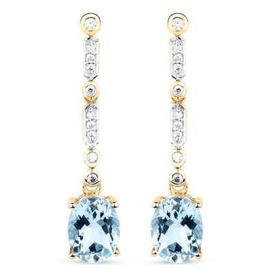 Boucles d'oreilles en or et Aigue-Marine AAA