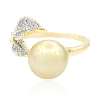 Bague en or et Perle dorée des mers du sud (TPC)