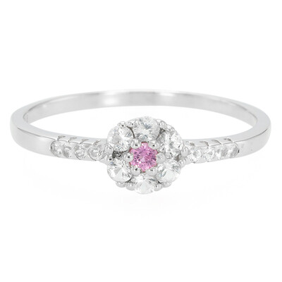 Bague en argent et Saphir rose de Ceylan