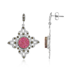 Boucles d'oreilles en argent et Agate étincelante rose