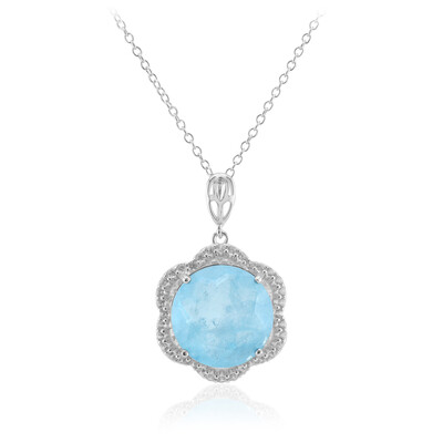Collier en argent et Quartz bleu pastel