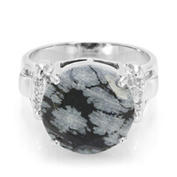 Bague en argent et Obsidienne Flocon-de-Neige