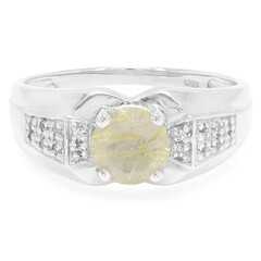 Bague pour homme en argent et Quartz rutile (Cheveux de Vénus)