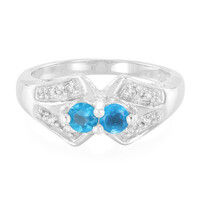 Bague en argent et Apatite bleu néon