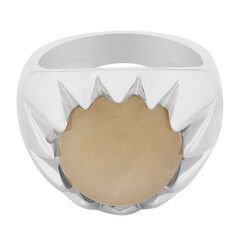 Bague en argent et Pierre de lune pêche