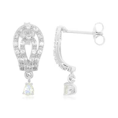 Boucles d'oreilles en argent et Pierre de Lune arc-en-ciel