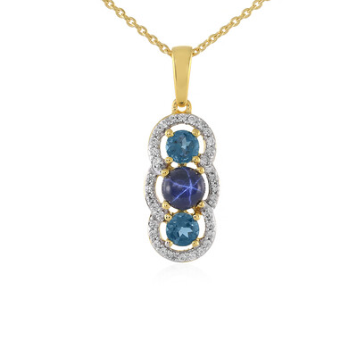 Collier en argent et Saphir étoilé bleu