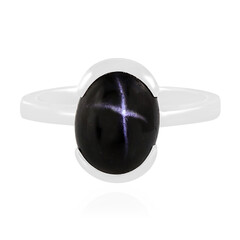Bague en argent et Diopside étoilé d'Inde