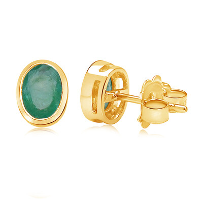 Boucles d'oreilles en or et Emeraude de Zambie