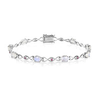 Bracelet en argent et Pierre de Lune arc-en-ciel