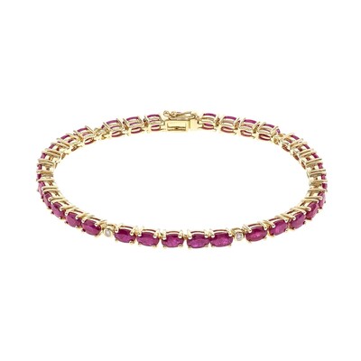 Bracelet en or et Rubis AAA du Mozambique