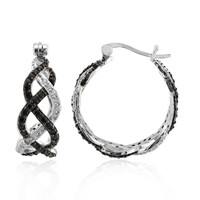 Boucles d'oreilles en argent et Spinelle noir