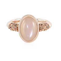 Bague en argent et Pierre de lune pêche (KM by Juwelo)