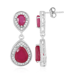 Boucles d'oreilles en argent et Rubis de Madagascar