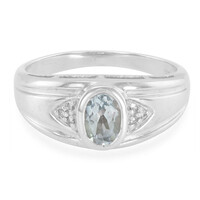 Bague pour homme en argent et Topaze bleu ciel