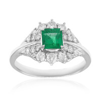 Bague en platine et Emeraude de Zambie AAA (CIRARI)