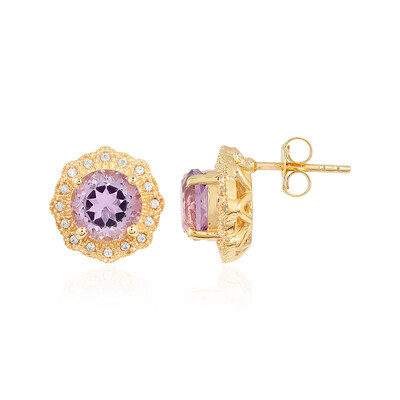 Boucles d'oreilles en argent et Améthyste Rose de France