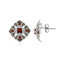 Boucles d'oreilles en argent et Grenat rouge