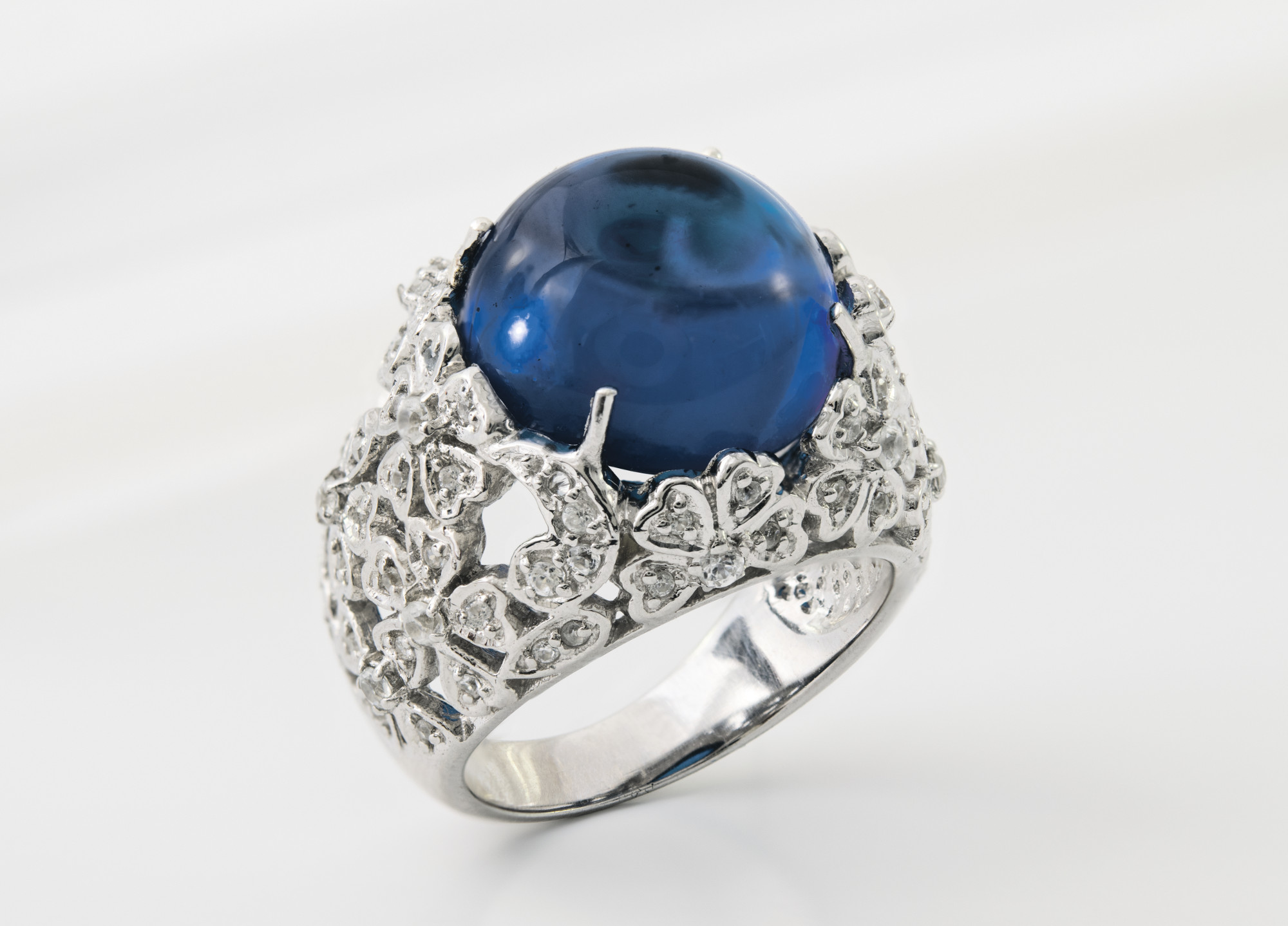 bague ambre bleu