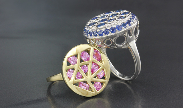 Pinkfarbener Ceylon-Saphir-Goldring 9715DW