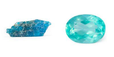 Critsaux d'Apatite brute et Apatite taillée